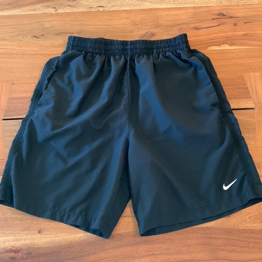 Nike Black Boys Athletic Shorts with White Swoosh